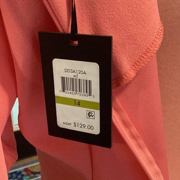 DKNY NWT WOMENS DRESS SIZE 14 CORAL WEDDING FALL SUMMER PARTY ALL OCCASION - Picture 7 of 8